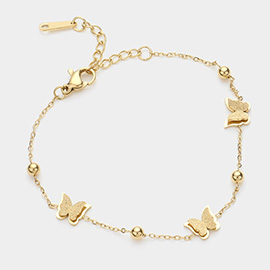 Stainless Steel Butterfly Station Bracelet