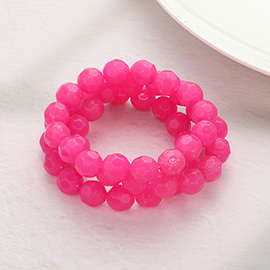 3PCS - Faceted Beaded Stretch Multi Layered Bracelets