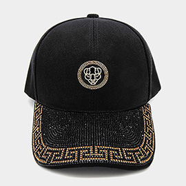 Bling Studded Geometric Pattern Lion Pointed Baseball Cap