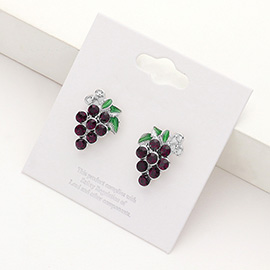 Crystal Enamel Grape Stud Earrings