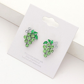 Crystal Enamel Grape Stud Earrings