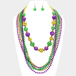 Mardi Gras Ball Beaded Layered Necklace