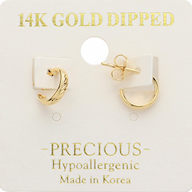 14K Gold Dipped Hypoallergenic Textured Mini Hoop Earrings