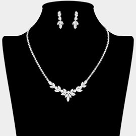 Marquise CZ Stone Cluster Embellished Necklace