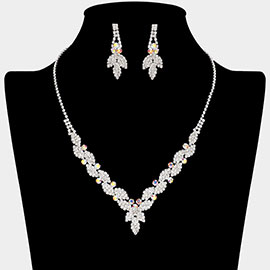 Rhinestone Paved Marquise V Shaped Necklace