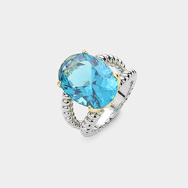 Oval CZ Stone Cushion Ring