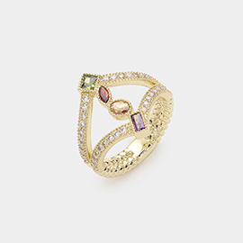 Multi Color Shaped CZ Stone Ring