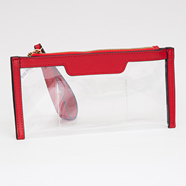 Transparent Flap Wristlet Pouch / Clutch Bag