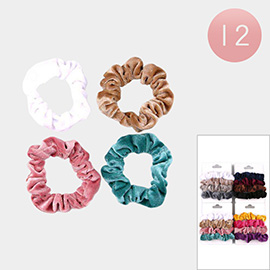 12 SET OF 4 - Velvet Like Fabric Scrunchie Hairbands