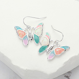 Colorful Enamel Butterfly Dangle Earrings