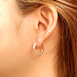 14K Gold Dipped CZ Paved Huggie Hoop Earrings