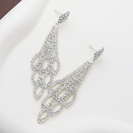 Rhinestone Paved Chandelier Dangle Evening Earrings