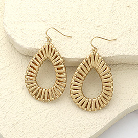 Raffia Wrapped Teardrop Dangle Earrings