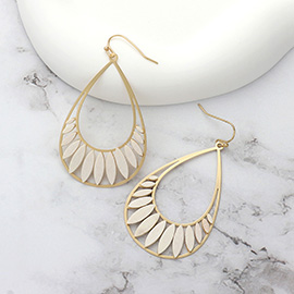 Wood Marquise Open Teardrop Dangle Earrings