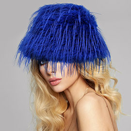 Faux Fur Feather Bucket Hat