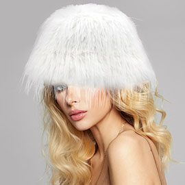 Faux Fur Feather Bucket Hat