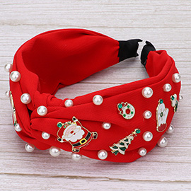 Pearl Christmas Charm Knot Headband