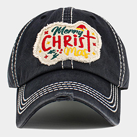 Merry CHRIST Mas Message Accented Vintage Baseball Cap