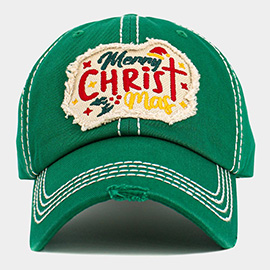 Merry CHRIST Mas Message Accented Vintage Baseball Cap