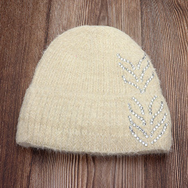 Bling Arrow Studded Accented Fuzzy Winter Beanie Hat