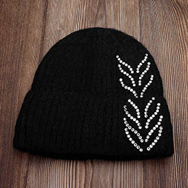 Bling Arrow Studded Accented Fuzzy Winter Beanie Hat