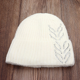 Bling Arrow Studded Accented Fuzzy Winter Beanie Hat