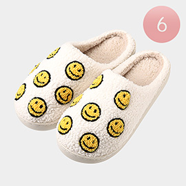 6Pairs - Smile Emoji Printed Home Indoor Floor Slippers