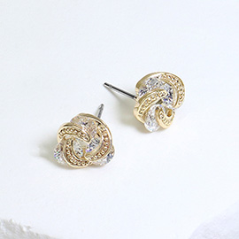 CZ Stone Knot Stud Earrings