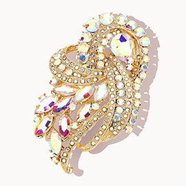 Marquise Stone Embellished Rhinestone Paved Knot Pin Brooch