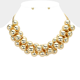 Metal Ball Bubble Statement Necklace