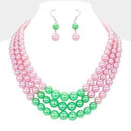 Triple Pearl Layered Strand Necklace