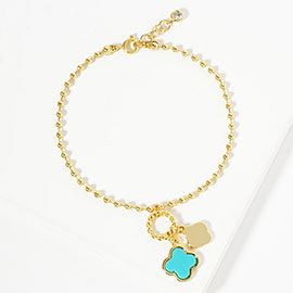 Gold Dipped Double Quatrefoil Charm Bracelet