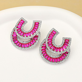 Stone Embellished Double Horseshoe Earrings