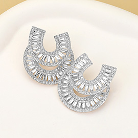 Stone Embellished Double Horseshoe Earrings