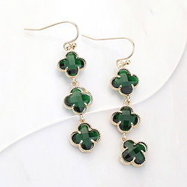 Quatrefoil Stone Cluster Dropdown Dangle Earrings