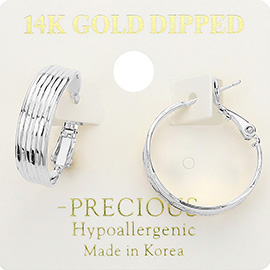 14K Gold Dipped Textured Hypoallergenic Hoop Earrings