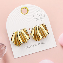 Stainless Steel Folded Stud Earrings