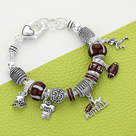 Football Charm Multi Bead Bracelet