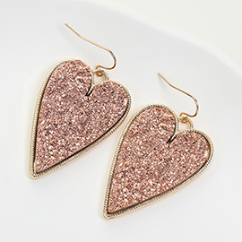 Druzy Heart Dangle Earrings