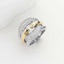 Two Tone CZ Stone Paved Ring