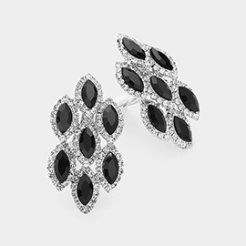 Marquise Stone Embellished Clip On Earrings