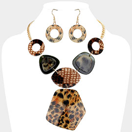 Leopard Printed Celluloid Acetate Bib Necklace