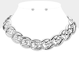 Chunky Metal Plate Chain Necklace