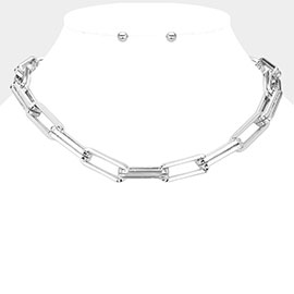 Chunky Metal Paperclip Chain Necklace