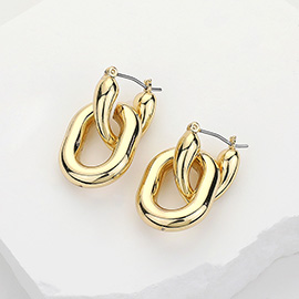 SECRET BOX_14K Gold Dipped Oval Link Pin Catch Earrings