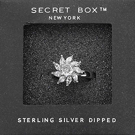 SECRET BOX_Sterling Silver Dipped Flower Adjustable Spinning Ring