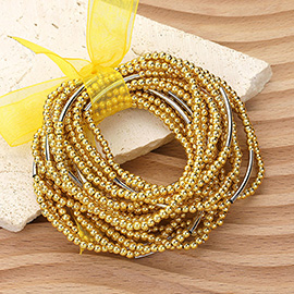 20PCS - Metal Ball Beaded Stretch Multi Layered Bracelets