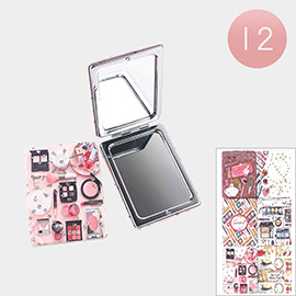 12PCS - Cosmetic Printed Cosmetic Mirrors