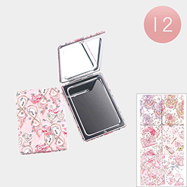 12PCS - Girlish Item Printed Cosmetic Mirrors