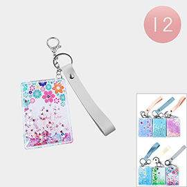 12PCS - Flower Printed Compact Mirror Keychains